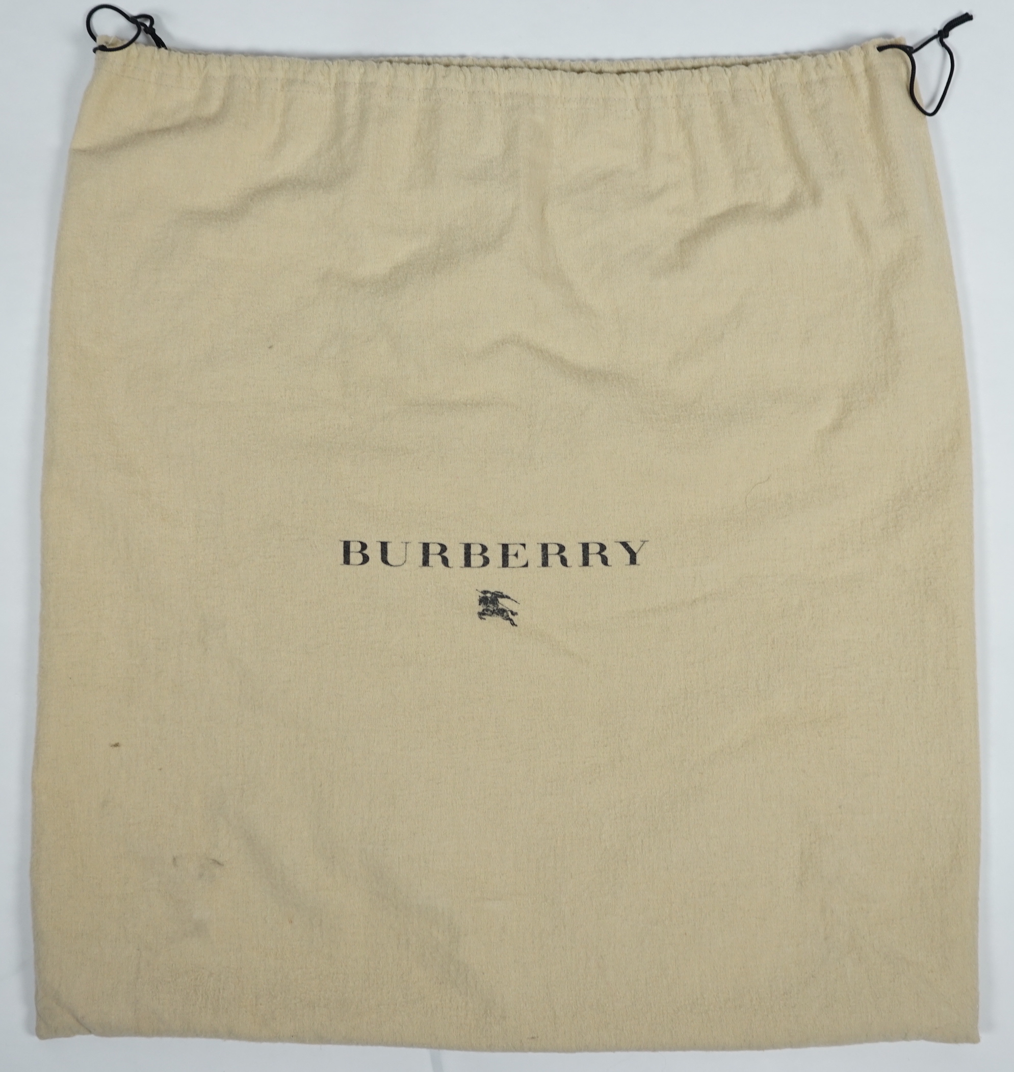 A Burberry fabric and black leather shopper, width 40cm, height 25cm, height overall 56cm, depth 17cm